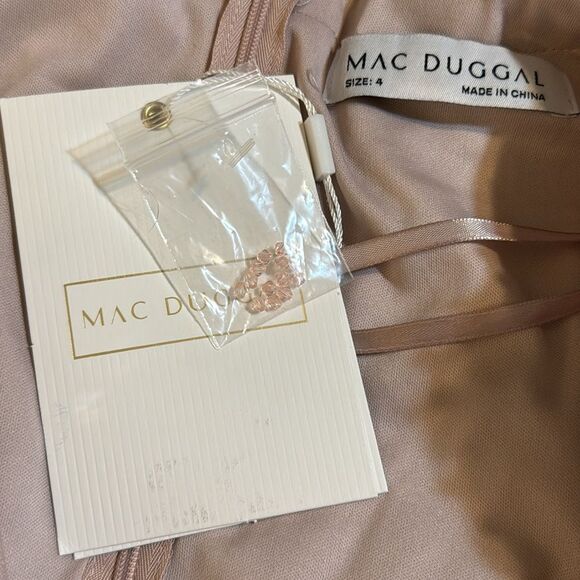 Mac Duggal EMBELLISHED V NECK ILLUSION LONG SLEEVE A LINE GOWN in rose size 4 - Picture 12 of 12